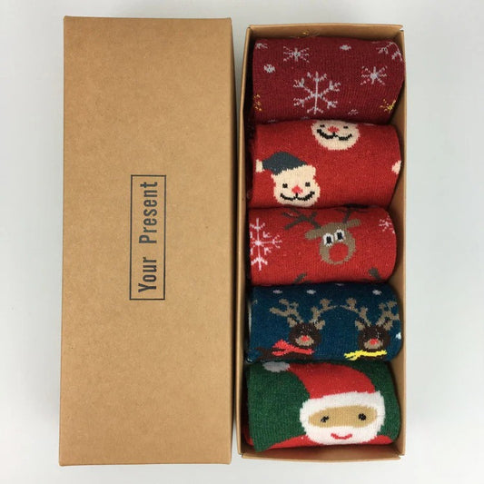 Bala socks Boxed Christmas socks, new autumn and winter wool socks, thickened warm golden silk deer women's middle tube socks, one piece will be sent on behalf of others.