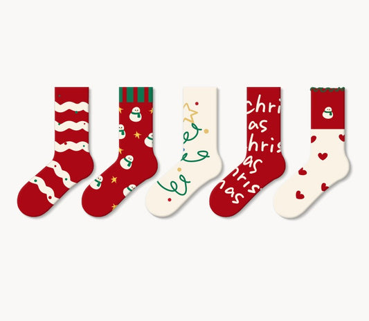 Bala socks Christmas socks women's autumn and winter tube socks winter cute cartoon couple stockings men's tide socks gift box gift