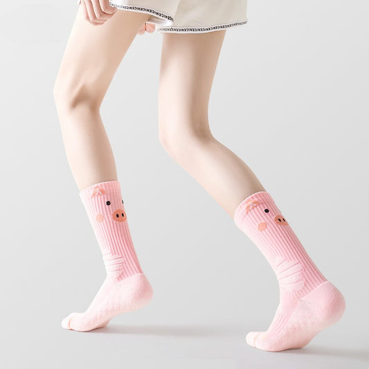 Mid-calf Cartoon Running Socks