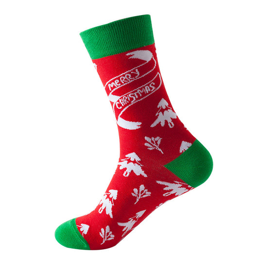 Cross-border Christmas stockings, festive medium tube socks, snowman Christmas tree, autumn and winter stockings, Amazon foreign trade cotton socks