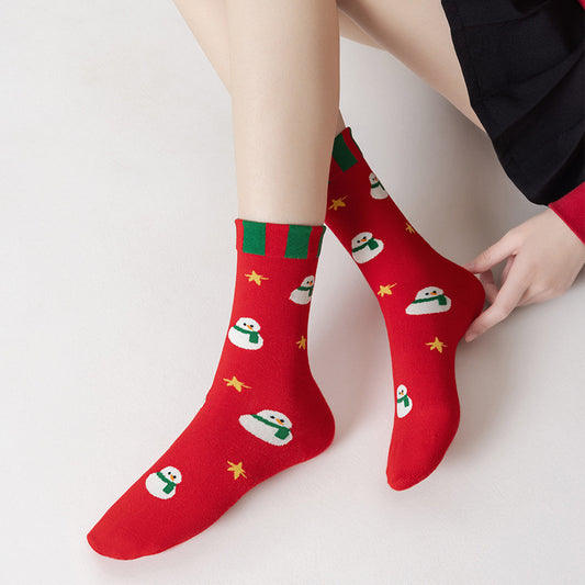 Bala socks Christmas socks women's autumn and winter tube socks winter cute cartoon couple stockings men's tide socks gift box gift