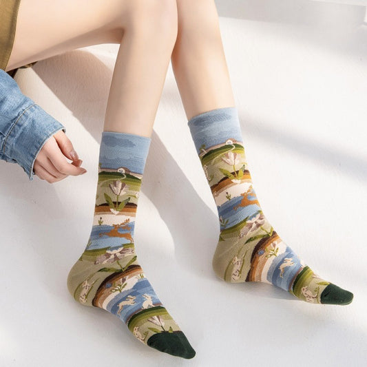 Classic oil painting style socks