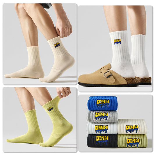 Bala socks  men's autumn and winter 100% pure cotton medium tube sports cotton deodorant Xinjiang cotton large size medium tube tide socks