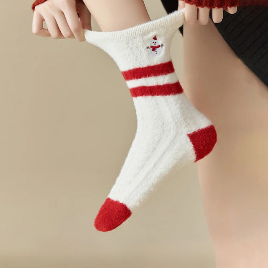 Bala socks Christmas socks children autumn and winter thickened plush warm cotton socks 2026 Year of the Horse New Year red socks cute sleep socks