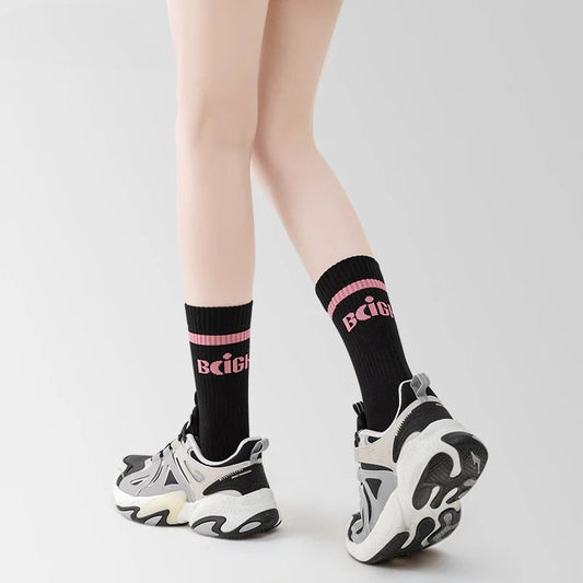 Bala socks Women's Medium Tube Thin Breathable Running Socks Deodorant Towel Bottom Sports Socks