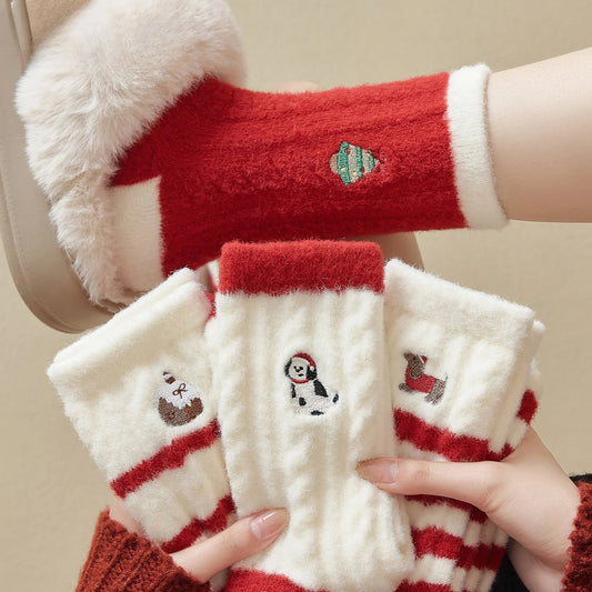 Bala socks Christmas socks children autumn and winter thickened plush warm cotton socks 2026 Year of the Horse New Year red socks cute sleep socks